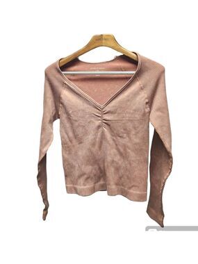 Harmony & Balance Top Size L Yoga Gym Anywhere Rusty Brown Long Sleeve Stretch